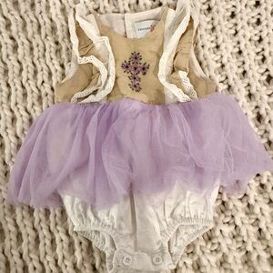 Purple and Cream Kids Formal Dress